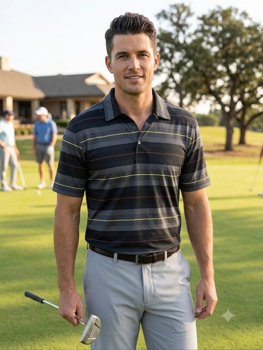 Ben Hogan Men's Black Striped Performance Polo Shirt - Golf Casual, Size XL